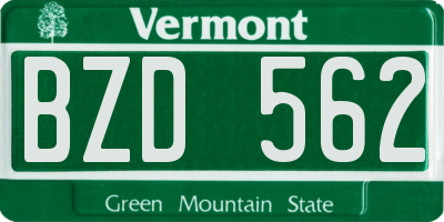 VT license plate BZD562