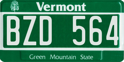 VT license plate BZD564