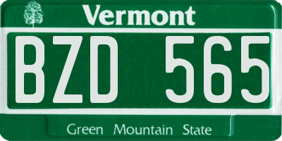VT license plate BZD565