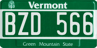 VT license plate BZD566
