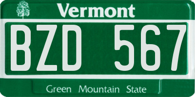 VT license plate BZD567