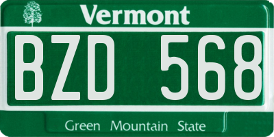 VT license plate BZD568