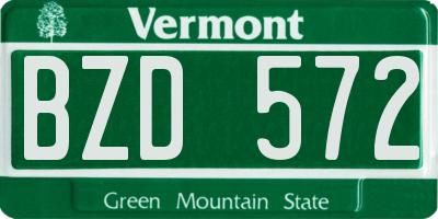 VT license plate BZD572