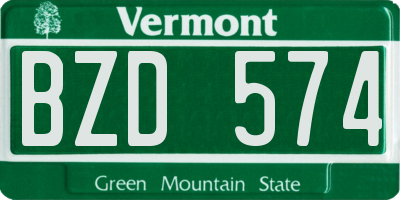 VT license plate BZD574