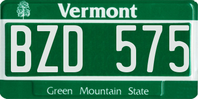 VT license plate BZD575