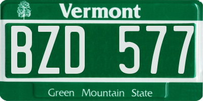 VT license plate BZD577