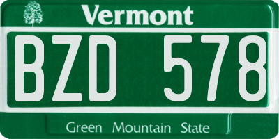 VT license plate BZD578