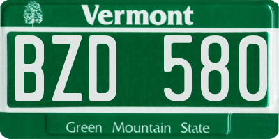 VT license plate BZD580