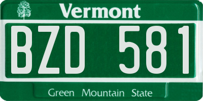 VT license plate BZD581