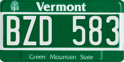 VT license plate BZD583