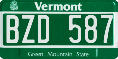 VT license plate BZD587