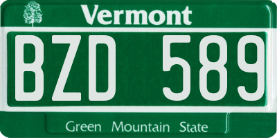 VT license plate BZD589
