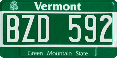 VT license plate BZD592
