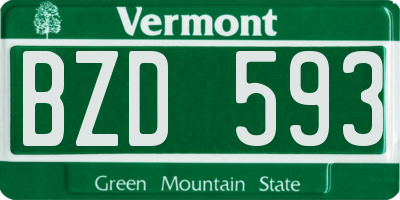 VT license plate BZD593
