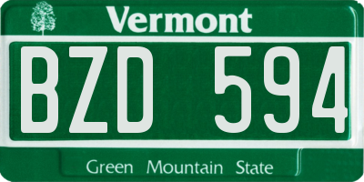 VT license plate BZD594