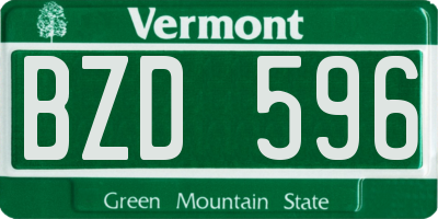 VT license plate BZD596