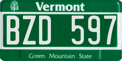 VT license plate BZD597