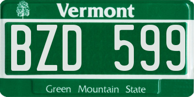 VT license plate BZD599