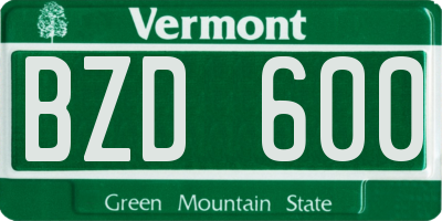 VT license plate BZD600