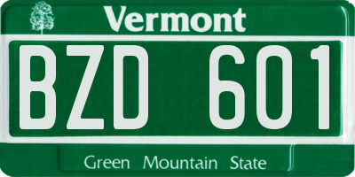 VT license plate BZD601