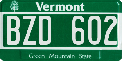 VT license plate BZD602