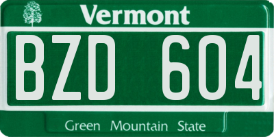 VT license plate BZD604