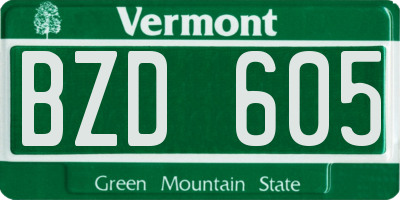 VT license plate BZD605