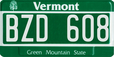 VT license plate BZD608