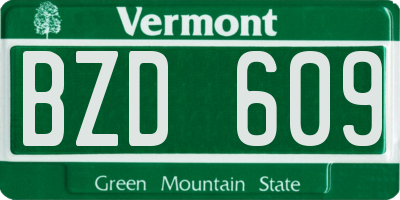 VT license plate BZD609