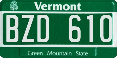 VT license plate BZD610