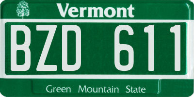 VT license plate BZD611