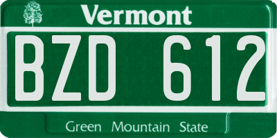 VT license plate BZD612