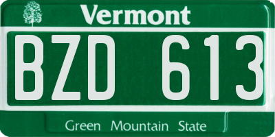 VT license plate BZD613