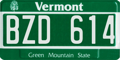 VT license plate BZD614