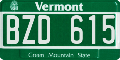 VT license plate BZD615