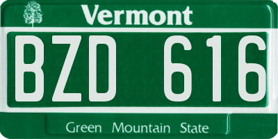 VT license plate BZD616