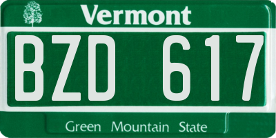 VT license plate BZD617