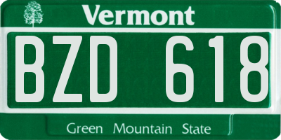 VT license plate BZD618
