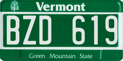 VT license plate BZD619