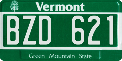 VT license plate BZD621