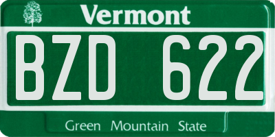 VT license plate BZD622