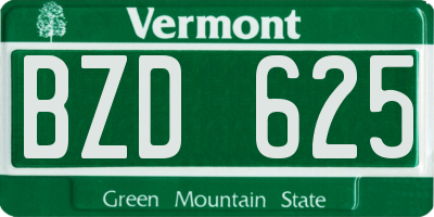 VT license plate BZD625