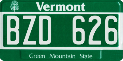 VT license plate BZD626