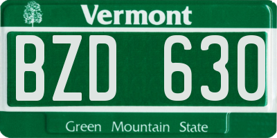 VT license plate BZD630