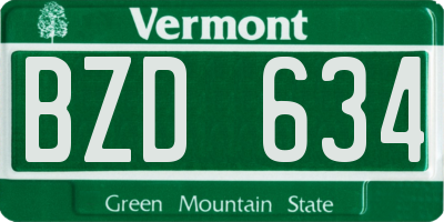 VT license plate BZD634