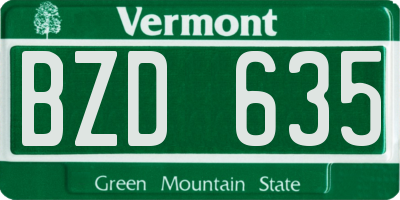 VT license plate BZD635
