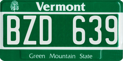 VT license plate BZD639