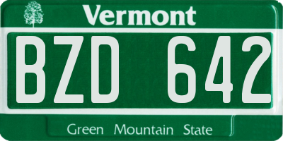 VT license plate BZD642