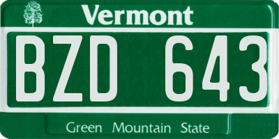 VT license plate BZD643