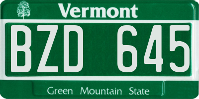 VT license plate BZD645